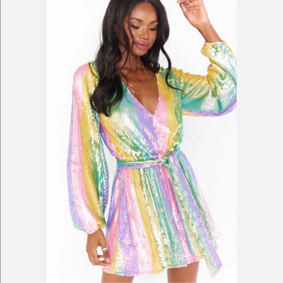 Show Me Your Mumu Multicolor Sequin Dress with belt - Picture 1 of 8